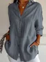Chemises Femmes Décontracté Plain Printemps / Automne Coton Naturel Quotidien Ample Régulier Col de Chemise