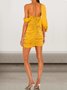 Femmes Plain Or Une Épaule Dénudée Confortable Mini Robe Sexy