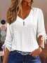T-shirts Décontracté Plain Printemps / Automne Dentelle Ample Cordon de Serrage Manches trois quarts Élasticité moyenne Non pour Femmes
