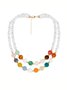 Collier Femmes Bloc de Couleur Toutes Les Saisons Élégant Quotidien Cristal Perle Ensembles de couches