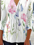 Chemisiers1 Femmes Décontracté Floral Été Polyester Naturel Demi Manche Col Rond Régulier Boucle