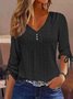 T-shirts Décontracté Plain Printemps / Automne Dentelle Ample Cordon de Serrage Manches trois quarts Élasticité moyenne Non pour Femmes