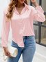 Chemises Décontracté Plain Printemps / Automne Micro-élasticité Ample Régulier Boucle Régulier Col de Chemise pour Femmes