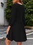 Femmes Plain Blanc Col Rond Confortable Mini Robe Décontracté