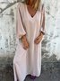 Femmes Plain Rouge Col V Confortable Robe Maxi Décontracté