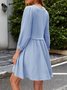 Femmes Plain Blanc Col Rond Confortable Mini Robe Décontracté
