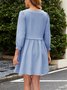 Femmes Plain Blanc Col Rond Confortable Mini Robe Décontracté