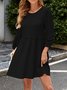 Femmes Plain Blanc Col Rond Confortable Mini Robe Décontracté