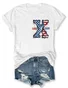 T-shirts Femmes Décontracté Été Lettres de texte Polyester Aucune élasticité Quotidien Ample Mancheron Droit