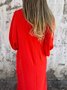 Femmes Plain Rouge Col V Confortable Robe Maxi Décontracté