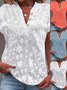 Chemises Femmes Plain Été Simple Coton Col V Quotidien Droit Régulier Coton Et Lin