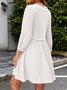 Femmes Plain Blanc Col Rond Confortable Mini Robe Décontracté