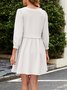 Femmes Plain Blanc Col Rond Confortable Mini Robe Décontracté