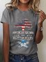 T-shirts Décontracté Été Le jour de l'indépendance (Drapeau) Coton Manches Courtes Col Rond Régulier Droit Élasticité moyenne pour Femmes
