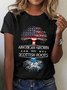 T-shirts Décontracté Été Le jour de l'indépendance (Drapeau) Coton Manches Courtes Col Rond Régulier Droit Élasticité moyenne pour Femmes