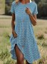 Femmes Plain Orange Col Rond Confortable Robe Mi-Longue Décontracté