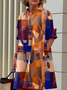 Femmes Impression aléatoire Couleur 1 Col de Chemise Confortable Couture de poche Robe Mi-Longue Décontracté
