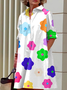 Femmes Impression aléatoire Couleur 1 Col de Chemise Confortable Couture de poche Robe Mi-Longue Décontracté