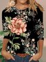 T-shirts Décontracté Ethnique Printemps / Automne Micro-élasticité Quotidien Manches trois quarts Col Rond Régulier Régulier pour Femmes