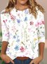 T-shirts Décontracté Ethnique Printemps / Automne Micro-élasticité Quotidien Manches trois quarts Col Rond Régulier Régulier pour Femmes