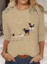 T-shirts Femmes Décontracté Printemps / Automne Chien Quotidien Col Rond en Mélangé de Coton Régulier Régulier Élasticité moyenne
