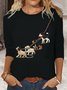 T-shirts Femmes Décontracté Printemps / Automne Chien Quotidien Col Rond en Mélangé de Coton Régulier Régulier Élasticité moyenne