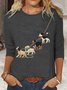 T-shirts Femmes Décontracté Printemps / Automne Chien Quotidien Col Rond en Mélangé de Coton Régulier Régulier Élasticité moyenne