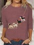 T-shirts Femmes Décontracté Printemps / Automne Chien Quotidien Col Rond en Mélangé de Coton Régulier Régulier Élasticité moyenne