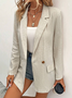 à Col Revers Manches Longues Régulier Plain Blazer pour Femmes