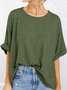 T-shirts Décontracté Plain Été Micro-élasticité Ample Demi Manche Col Rond Droit Régulier pour Femmes