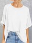 T-shirts Décontracté Plain Été Micro-élasticité Ample Demi Manche Col Rond Droit Régulier pour Femmes
