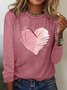 T-shirts Femmes Décontracté Printemps / Automne Coeur/cordé Quotidien Ample Régulier Droit Régulier Élasticité moyenne