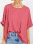 T-shirts Décontracté Plain Été Micro-élasticité Ample Demi Manche Col Rond Droit Régulier pour Femmes