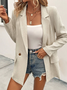 à Col Revers Manches Longues Régulier Plain Blazer pour Femmes