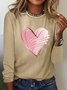 T-shirts Femmes Décontracté Printemps / Automne Coeur/cordé Quotidien Ample Régulier Droit Régulier Élasticité moyenne