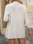 à Col Revers Manches trois quarts Régulier Plain Blazer Boucle pour Femmes