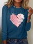 T-shirts Femmes Décontracté Printemps / Automne Coeur/cordé Quotidien Ample Régulier Droit Régulier Élasticité moyenne