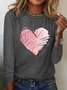 T-shirts Femmes Décontracté Printemps / Automne Coeur/cordé Quotidien Ample Régulier Droit Régulier Élasticité moyenne