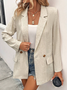à Col Revers Manches Longues Régulier Plain Blazer pour Femmes