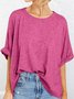 T-shirts Décontracté Plain Été Micro-élasticité Ample Demi Manche Col Rond Droit Régulier pour Femmes