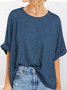 T-shirts Décontracté Plain Été Micro-élasticité Ample Demi Manche Col Rond Droit Régulier pour Femmes