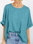 T-shirts Décontracté Plain Été Micro-élasticité Ample Demi Manche Col Rond Droit Régulier pour Femmes