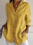 Chemises Femmes Décontracté Plain Printemps / Automne Coton Naturel Quotidien Ample Régulier Col de Chemise