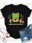 T-shirts Femmes Décontracté Été Lettres de texte Coton Ample Manches Courtes Col Rond Droit Régulier