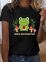 T-shirts Femmes Décontracté Été Lettres de texte Coton Ample Manches Courtes Col Rond Droit Régulier