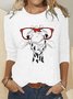 T-shirts Femmes Décontracté Printemps / Automne Cerf Quotidien Ample en Mélangé de Coton Régulier Droit Élasticité moyenne