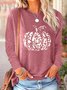 T-shirts Décontracté Printemps / Automne Motif de citrouille Ample Col Rond Régulier Droit Régulier Élasticité moyenne pour Femmes