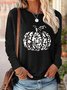 T-shirts Décontracté Printemps / Automne Motif de citrouille Ample Col Rond Régulier Droit Régulier Élasticité moyenne pour Femmes