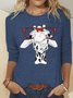 T-shirts Femmes Décontracté Printemps / Automne Cerf Quotidien Ample en Mélangé de Coton Régulier Droit Élasticité moyenne