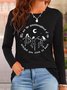T-shirts Décontracté Printemps / Automne Lettres de texte Coton Quotidien Ample Manches Longues Régulier Droit pour Femmes